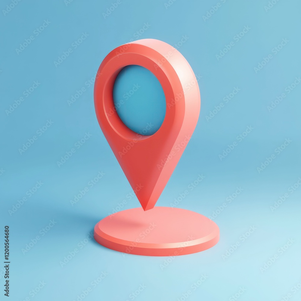 a modern 3D illustration of a location pin icon on a round map base with soft blue and orange tones, symbolizing navigation. a modern 3D illustration of a location pin icon on a round map base with soft blue and orange tones, symbolizing navigation.