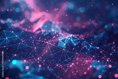 Polygonal space low poly dark background with connecting dots and lines, Ai Generated