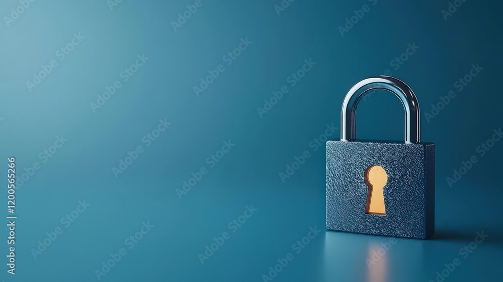 Secure Padlock on a Blue Background Secure Padlock on a Blue Background