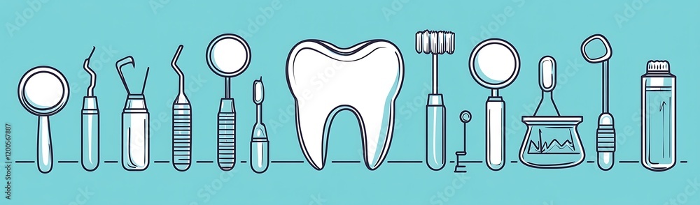Dental care tools and healthy tooth illustration Dental care tools and healthy tooth illustration