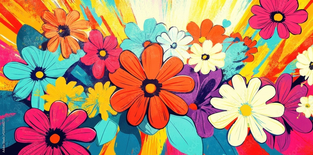 Vibrant Colorful Flowers Artistic Abstract Painting Vibrant Colorful Flowers Artistic Abstract Painting