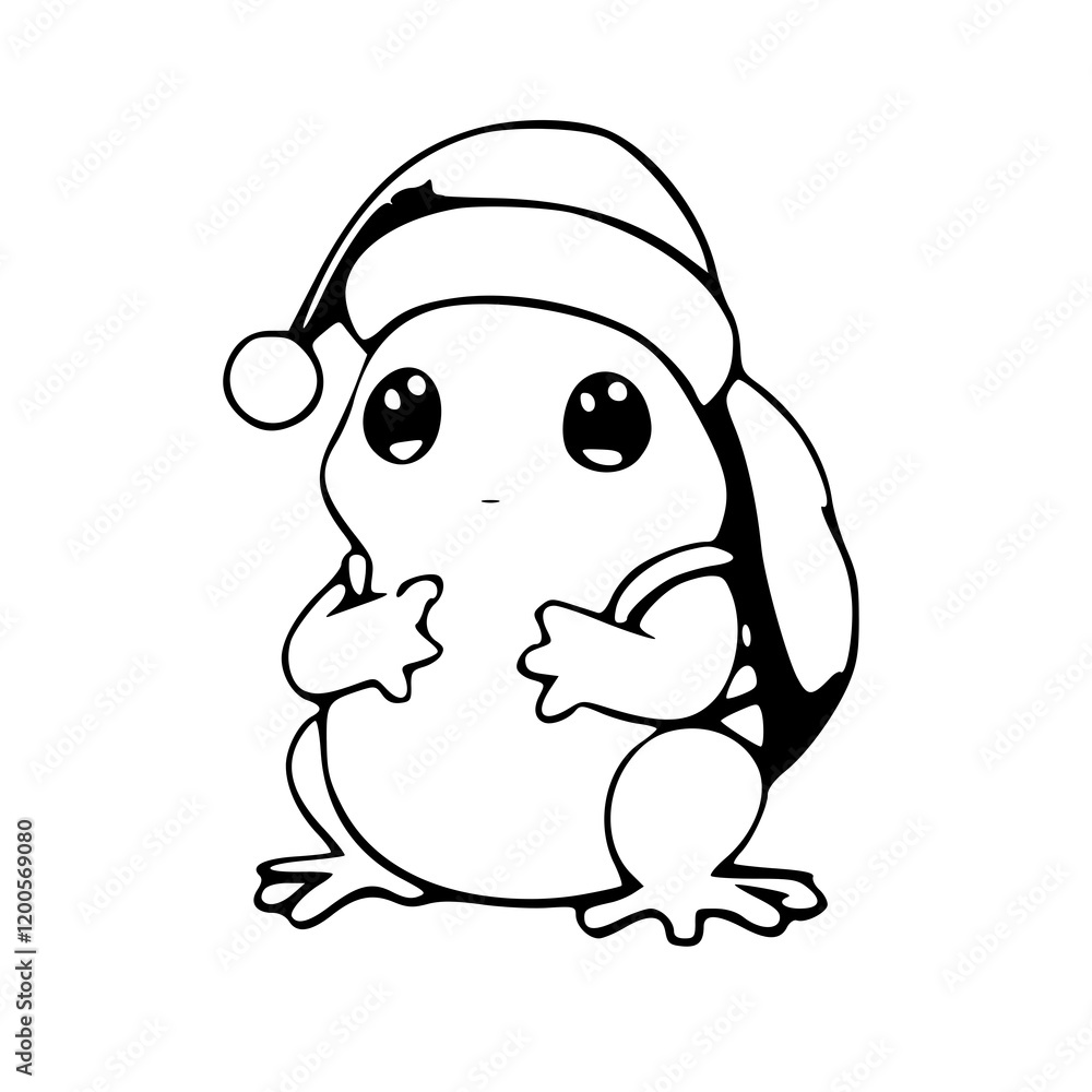 Cartoon of Frog, Black & White Cartoon of Frog, Black & White