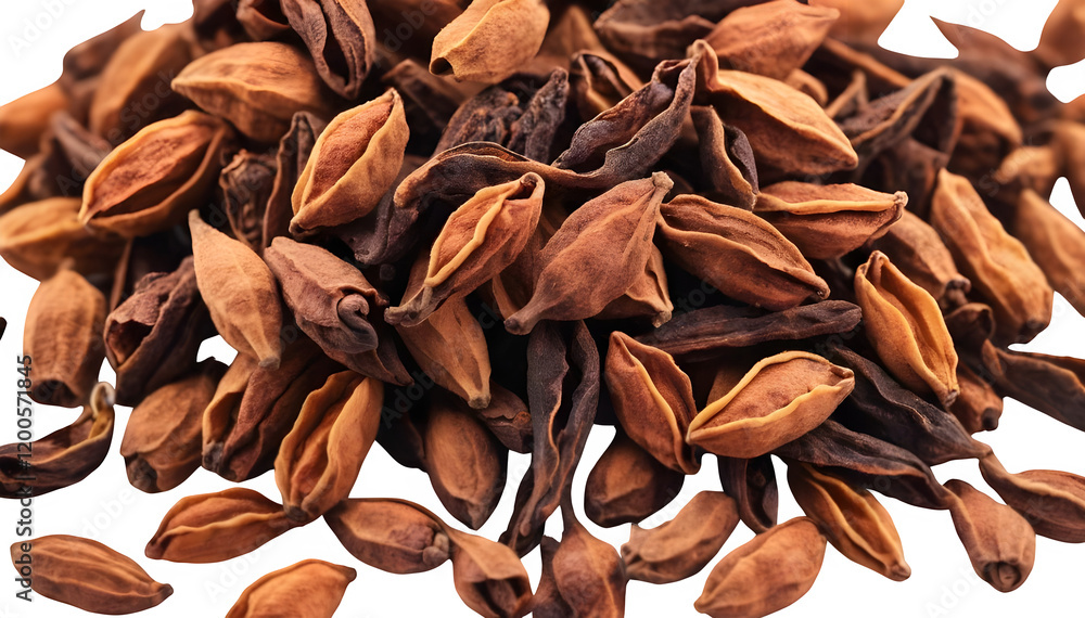 Dry spice cloves, captured in detail and isolated on a white surface. Dry spice cloves, captured in detail and isolated on a white surface.