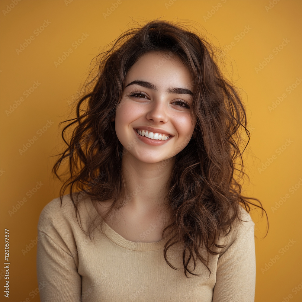 Smiling woman isolated on a color background
Smiling woman isolated on a color background