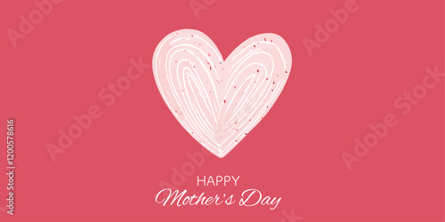 Happy Mother's Day banner design. pink heart and red background. simple vector design template.