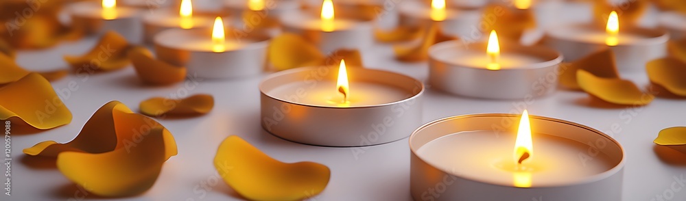 Serene Glow of Candles and Yellow Petals Serene Glow of Candles and Yellow Petals