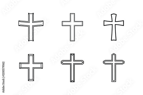 cross icon line art vector illustration