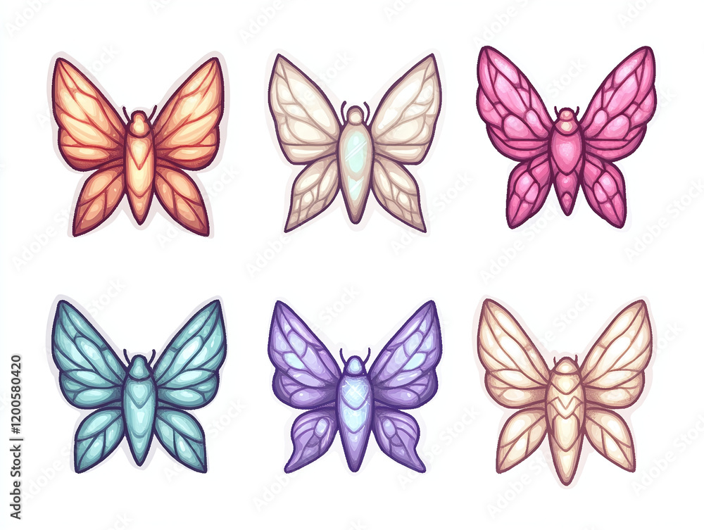 Colorful Butterfly Stickers Set Colorful Butterfly Stickers Set