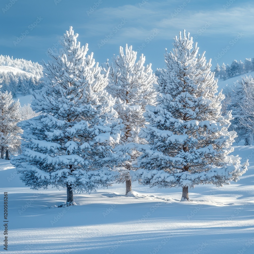 Snow-covered trees in winter wonderland nature landscape high-resolution textures serene environment outdoor view Snow-covered trees in winter wonderland nature landscape high-resolution textures serene environment outdoor view