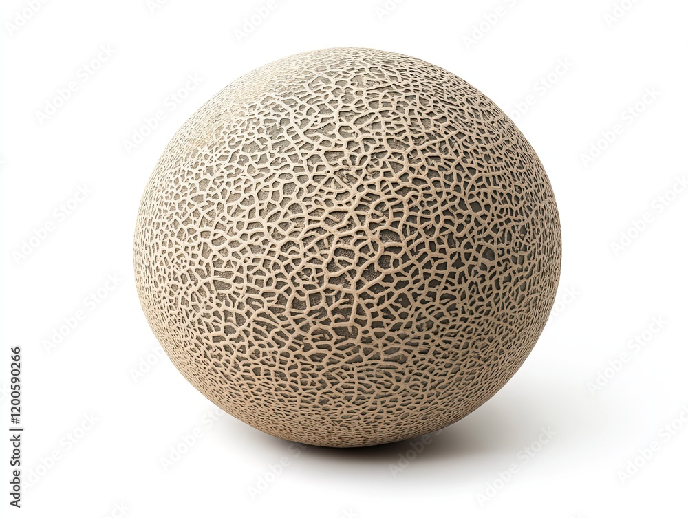 Single cantaloupe on white background, healthy summer fruit Single cantaloupe on white background, healthy summer fruit