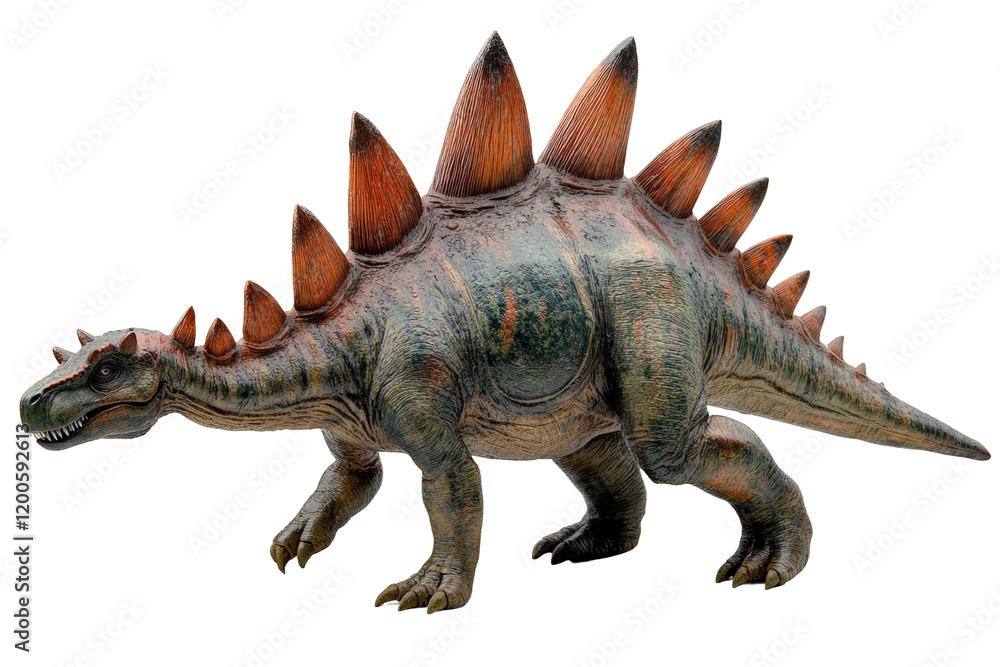 Obraz premium Stegosaurus model showcasing detailed features and realistic design for educational purposes isolated on transparent background