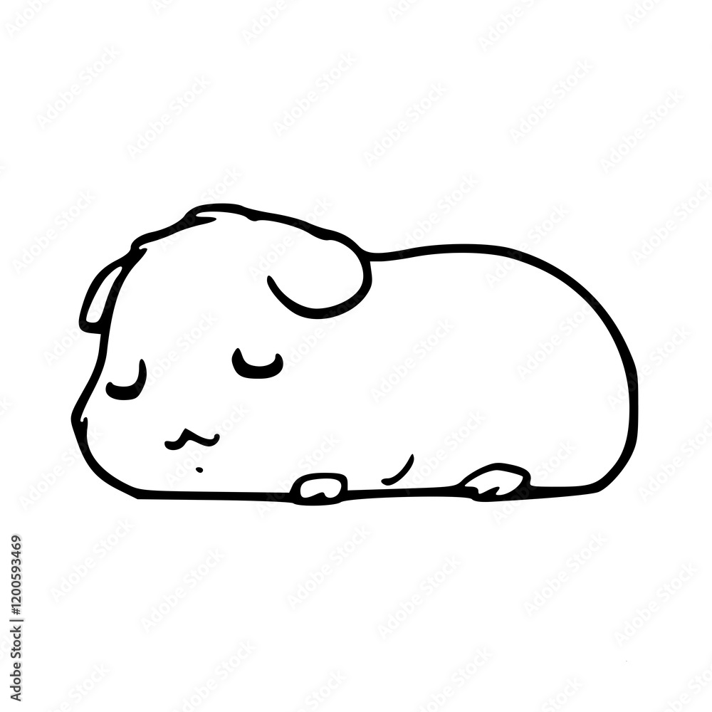 Cartoon of Guinea Pig, Black & White Cartoon of Guinea Pig, Black & White