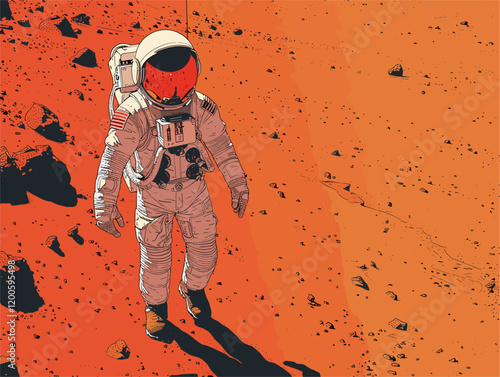 Space Explorer in a Martian Adventure: An Astronaut's Journey Through the Red Planet's Enigmatic Terrain