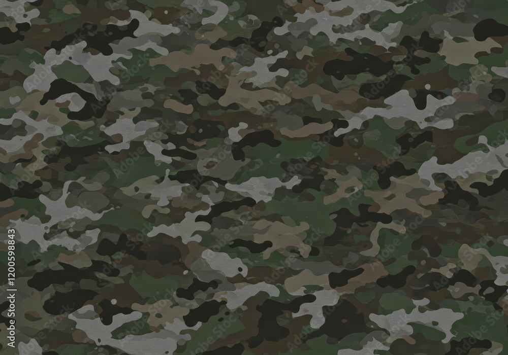 Fototapeta premium Close-up of fabric texture featuring military camouflage pattern, ideal background for military or tactical themes