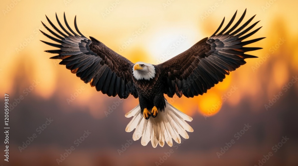 Passion and motivation excitement, A majestic bald eagle soars gracefully against a vibrant sunset, showcasing its wingspan in a stunning display of nature's beauty. Passion and motivation excitement, A majestic bald eagle soars gracefully against a vibrant sunset, showcasing its wingspan in a stunning display of nature's beauty.