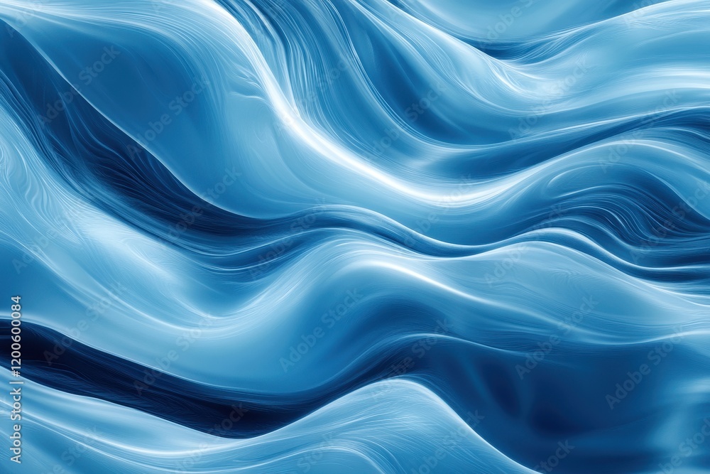 Fototapeta premium Abstract blue wave background, flowing, dynamic design. Ideal for websites, presentations, or any project needing a calming, fluid aesthetic.