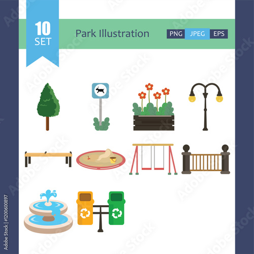 Park Elements Illustration Set