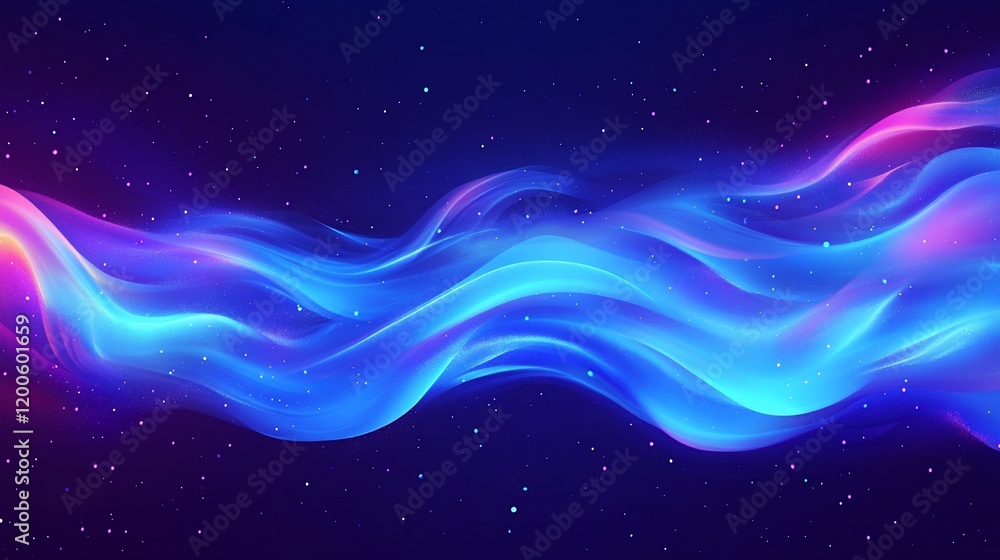 Abstract wavy neon light flow on dark background. Abstract wavy neon light flow on dark background.