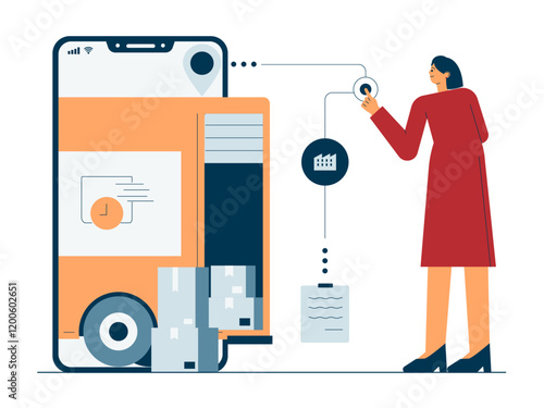 Logistic bot industry. Industry illustration. Flat vector illustration