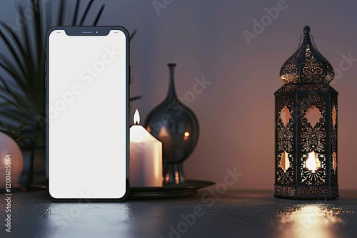 Pixel Perfect Picture of Ramadan Phone and Lantern Perspective Side