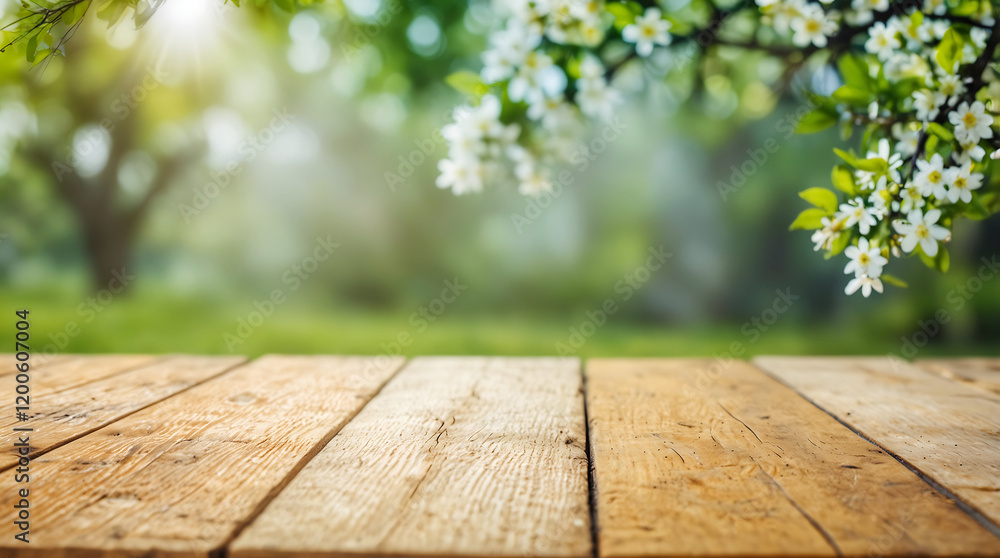 Spring summer beautiful natural background in sunlight and empty wooden table outdoors. Spring summer beautiful natural background in sunlight and empty wooden table outdoors.