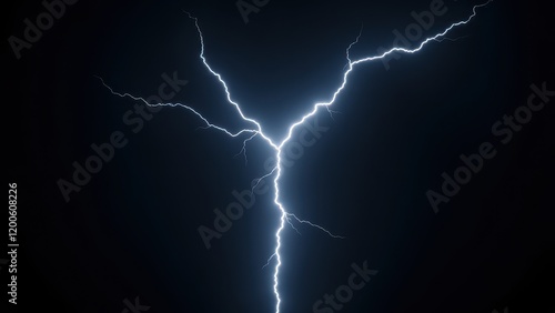 Spectacular white lightning bolt, shaped like a 