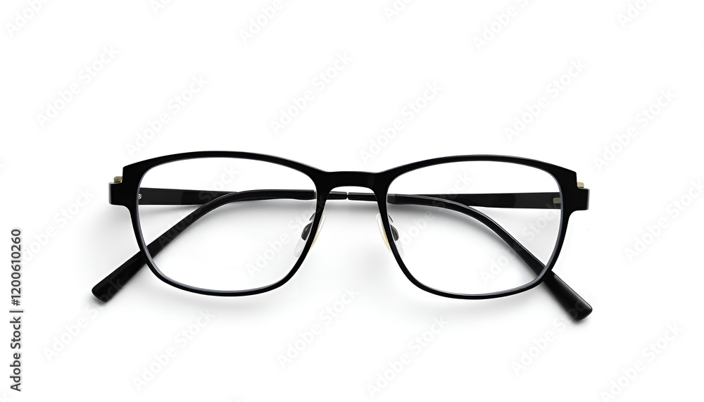 Stylish black glasses with a sleek and minimalist design on a clean white background, embodying modern aesthetics and elegance Stylish black glasses with a sleek and minimalist design on a clean white background, embodying modern aesthetics and elegance