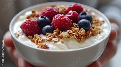 Wallpaper Mural Healthy yogurt parfait with granola and berries in a bowl. Torontodigital.ca