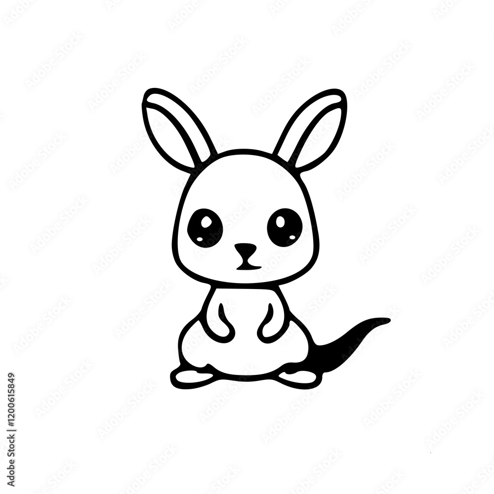 Obraz premium Cartoon of Kangaroo, Black & White