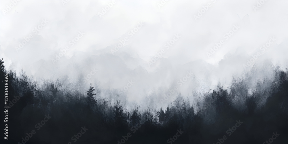 Fototapeta premium Blurry Rain Falling Against a Stormy Gray Sky