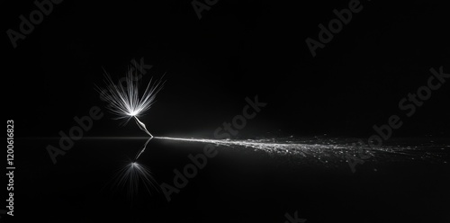 Wallpaper Mural Dandelion Seedhead Reflection Black Background Torontodigital.ca