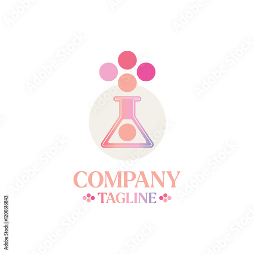Colorful lab bottle logo. Modern, unique, simple.