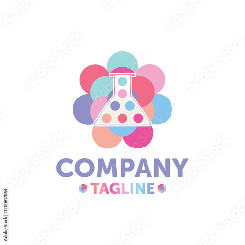 Colorful lab bottle logo. Modern, unique, simple.