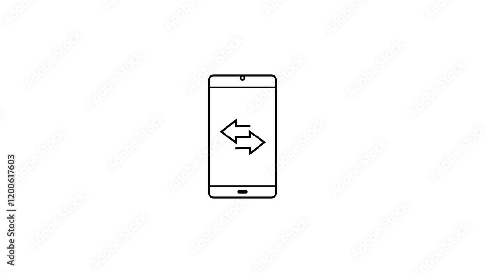 Two arrow icon right and left with smart phone isolated on background