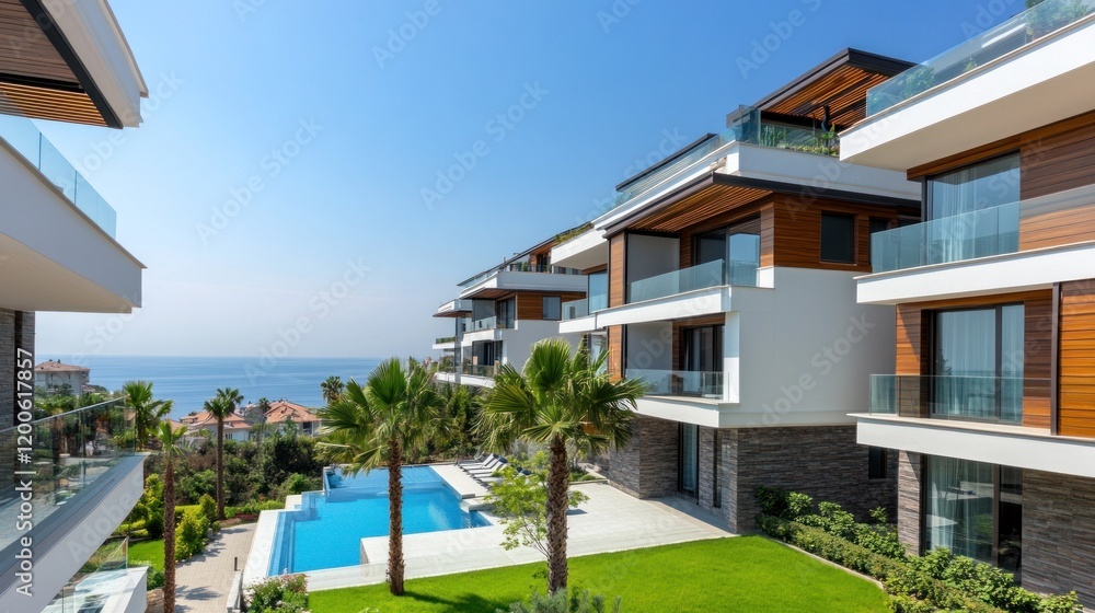 Fototapeta premium Luxury Seaview Apartments: Modern Coastal Living