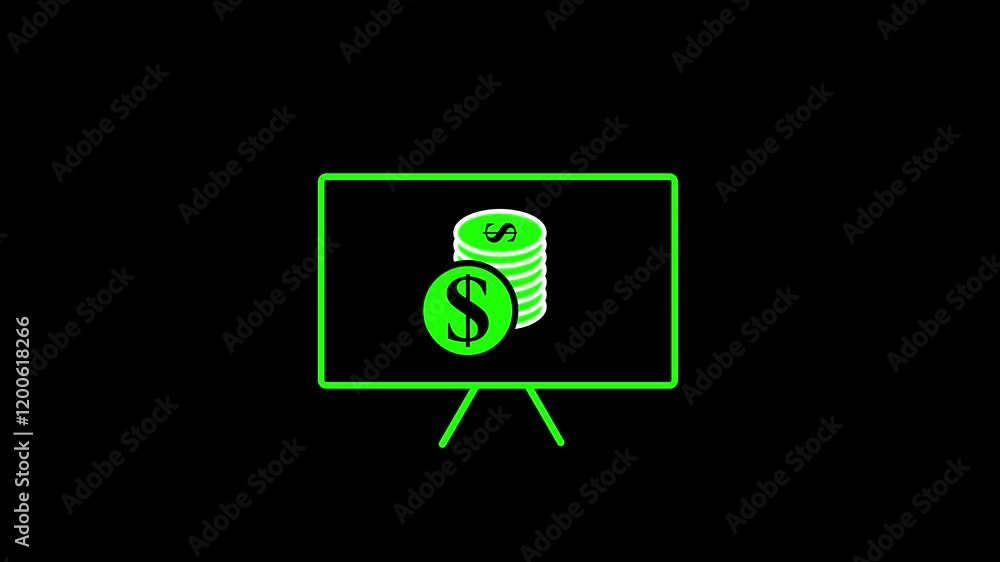 Dollar sign icon animated with monitor background Dollar sign icon animated with monitor background