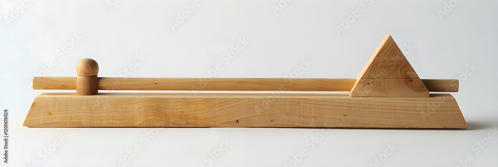 Minimalistic Representation of a Wooden Lever Mechanism Demonstrating Basic Physics Principles Minimalistic Representation of a Wooden Lever Mechanism Demonstrating Basic Physics Principles