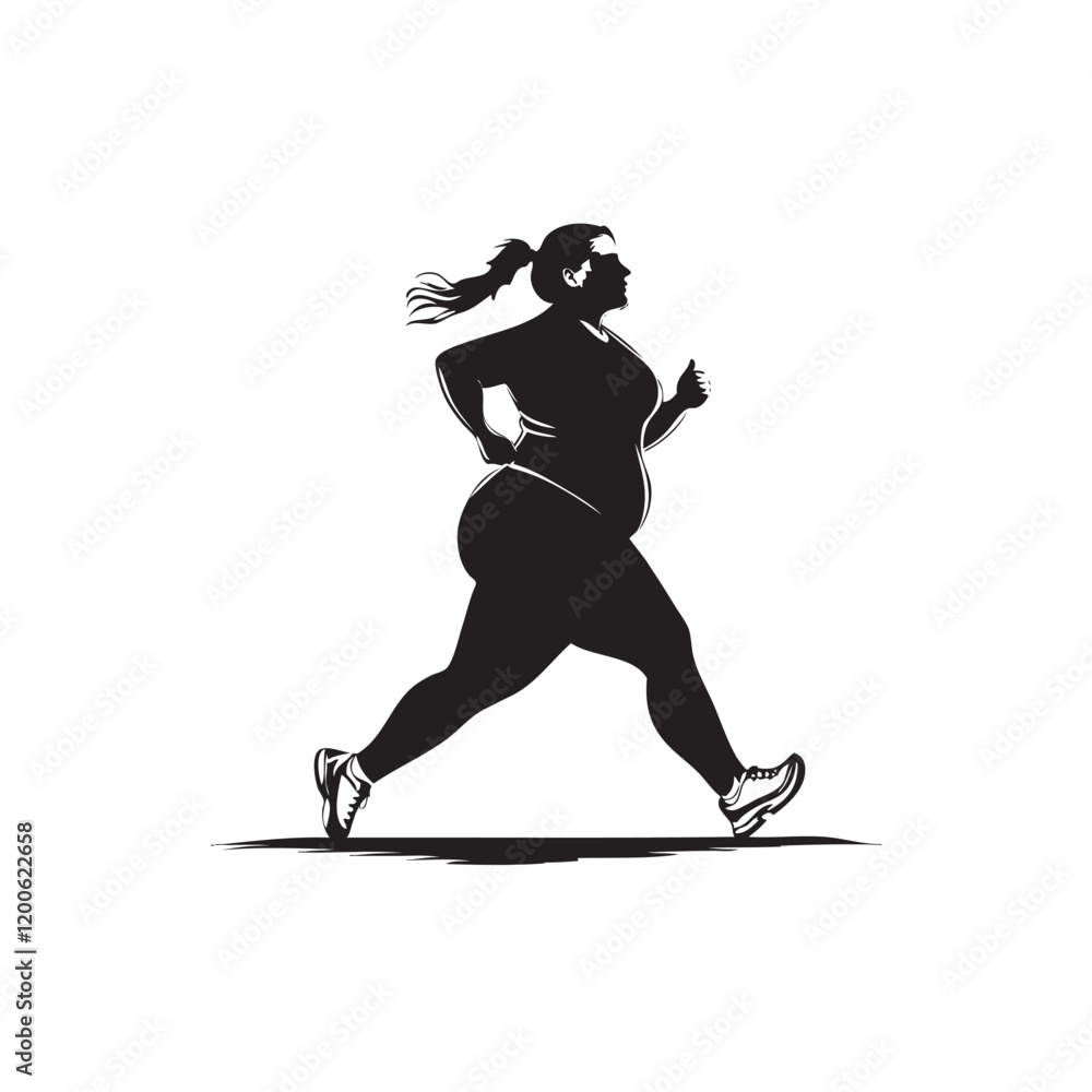 Fototapeta premium silhouette of a fat women running