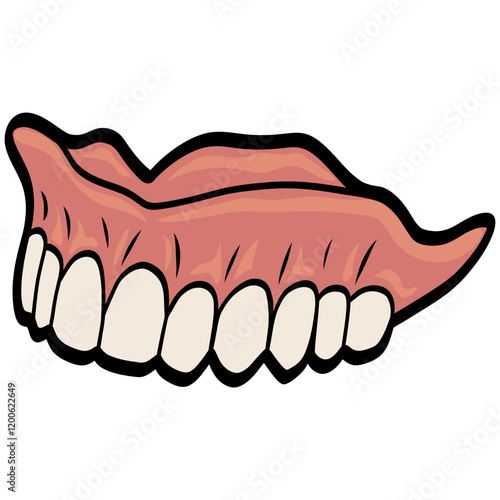 Dentures False Teeth Drawing Vector Illustration