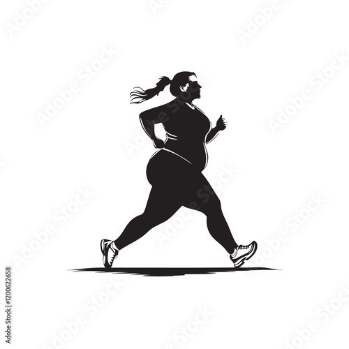 silhouette of a fat women running