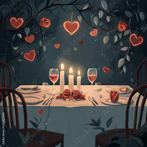 Cozy Intimate Setting Featuring a Candlelit Table Surrounded by Two Elegant Chairs Creating a Warm and Inviting Atmosphere for Gatherings