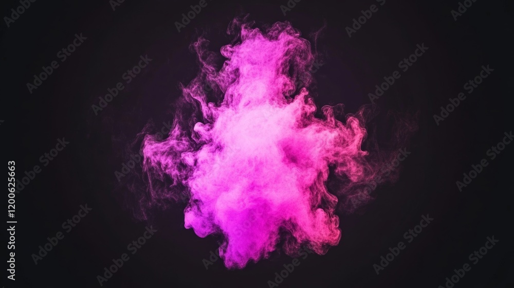 Fototapeta premium Abstract Pink and Purple Smoke Cloud on Black Background