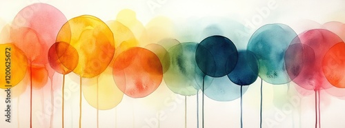 Watercolor Texture with Colorful Circles Soft Pastel Palette photo