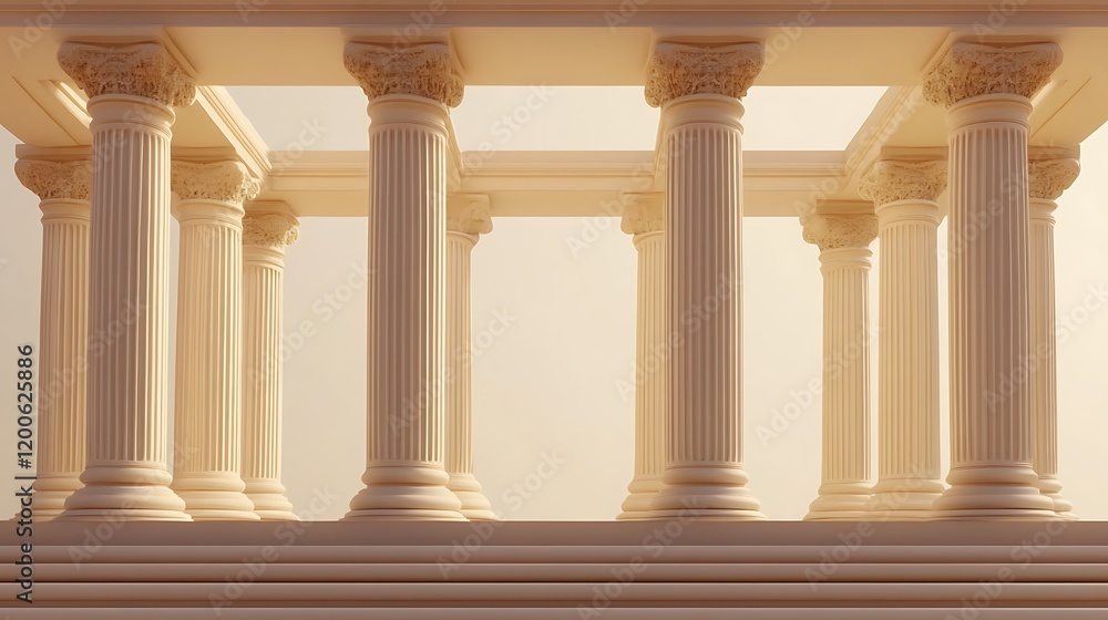 Naklejka premium Elegant Classical Columns Structure Illuminated by Soft Light