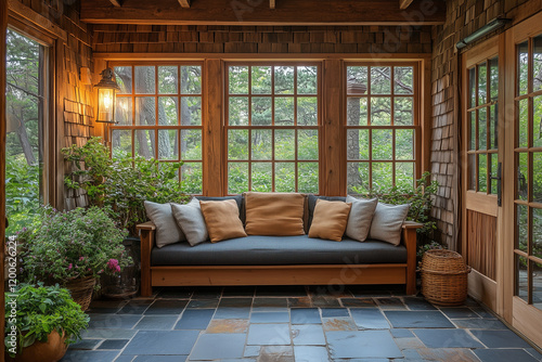 Cottage with Shingle Walls and Slate Floor for a Cozy  Traditional Home