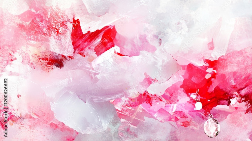 Fototapeta premium Abstract Pink Watercolor Painting with Pendant