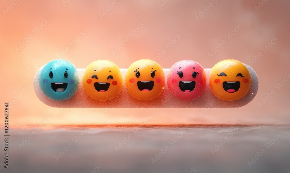 Cheerful Emoji Faces in Speech Bubble for Customer Feedback and Satisfaction Evaluation Cheerful Emoji Faces in Speech Bubble for Customer Feedback and Satisfaction Evaluation