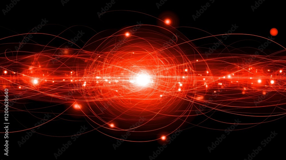 Obraz premium Abstract Red Energy Wave Glowing Plasma Stream