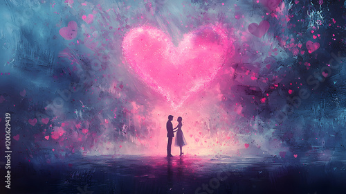 Individual Standing Before a Heart Shaped Cloud in a Clear Blue Sky Evoking Feelings of Love Hope and Serenity in a Beautiful Natural Setting