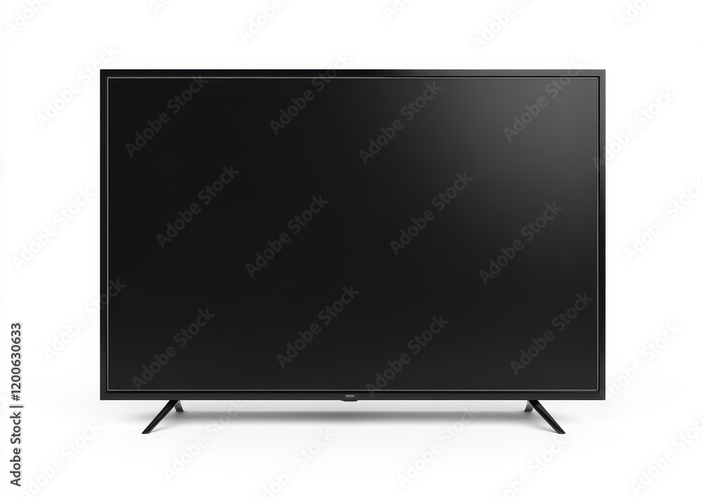 Modern flat screen television on white background.